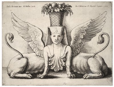 Sphinx with Two Bodies, after Giulio Romano by Wenceslaus Hollar